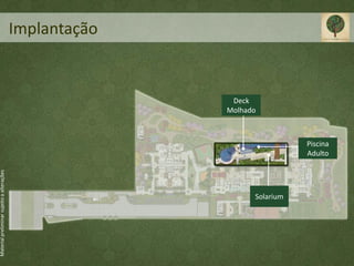 Implantação


                                                          Deck
                                                         Molhado



                                                                          Piscina
                                                                          Adulto
Material preliminar sujeito a alterações




                                                               Solarium
 
