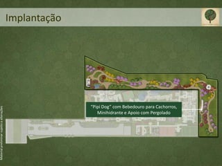 Implantação




                                                         “Pipi Dog” com Bebedouro para Cachorros,
Material preliminar sujeito a alterações




                                                            Minihidrante e Apoio com Pergolado
 