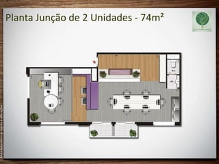 Material preliminar sujeito a alterações




                                           Planta Junção de 2 Unidades - 74m²
 