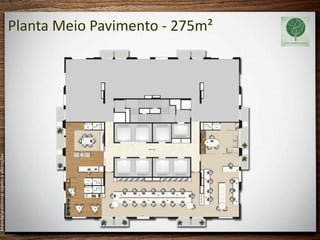 Material preliminar sujeito a alterações




                                           Planta Meio Pavimento - 275m²
 