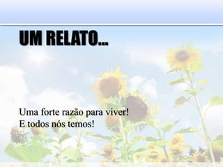 UM RELATO...
Uma forte razão para viver!
E todos nós temos!
 