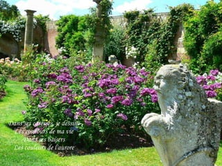 Dans   ses caresses, je dessine Les contours de ma vie Dans ses baisers Les couleurs de l'aurore 