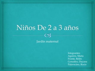 Jardín maternal 
Integrantes: 
Aguirre, Maita 
Fronte, Belén 
González, Dayana 
Palavecino, Rocío 
 