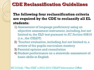 CDE Reclassification Guidelines

46

 