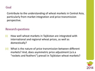 Market Integration and Price Transmission in Tajikistan’s Wheat Markets: Rising like rockets but falling like feathers?
