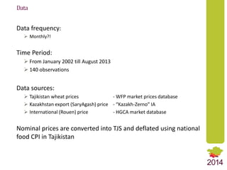 Market Integration and Price Transmission in Tajikistan’s Wheat Markets: Rising like rockets but falling like feathers?
