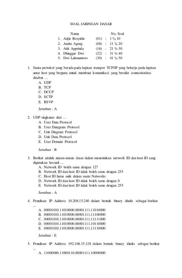 Soal Essay Ip Address Tulisan