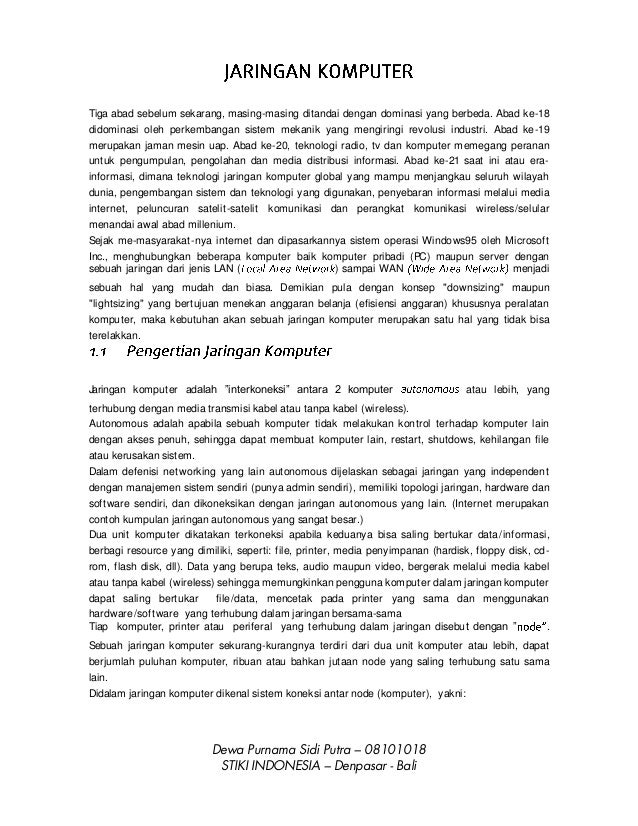 Jaringan Komputer Dewa Purnama Sidi Putra 08101018 Jaringan Komputer Dewa Purnama Sidi Putra 08101018