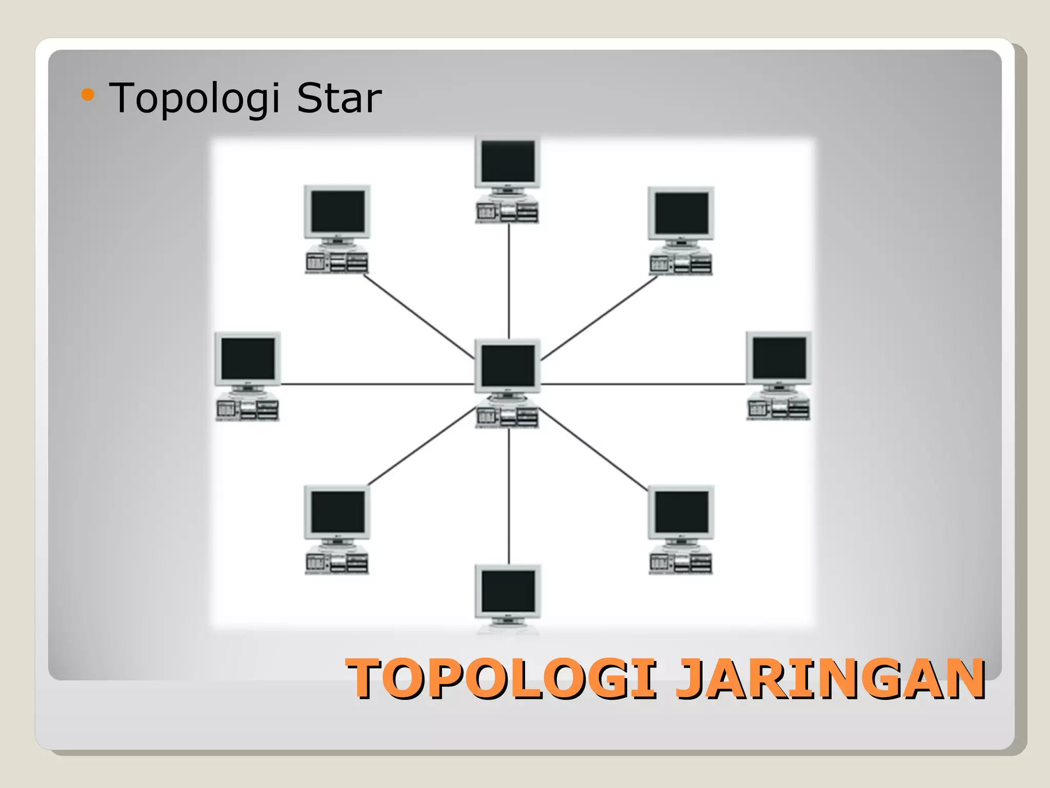    Topologi Star




               TOPOLOGI JARINGAN
 