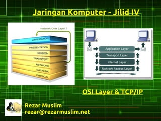 Jaringan Komputer - Jilid IV




                  OSI Layer & TCP/IP
Rezar Muslim
rezar@rezarmuslim.net
 