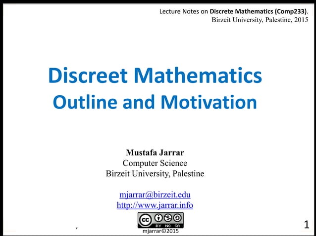 Discrete mathematics course outline