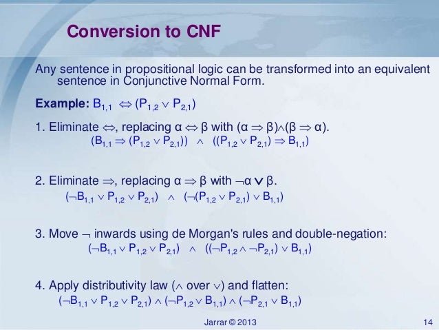 jarrar propositional logic inference methods conjunctive normal form from truth table
