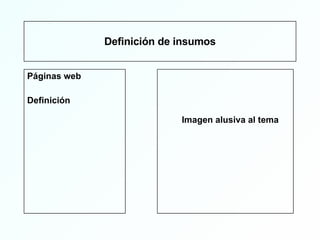 Definición de insumos Páginas web Definición Imagen alusiva al tema 