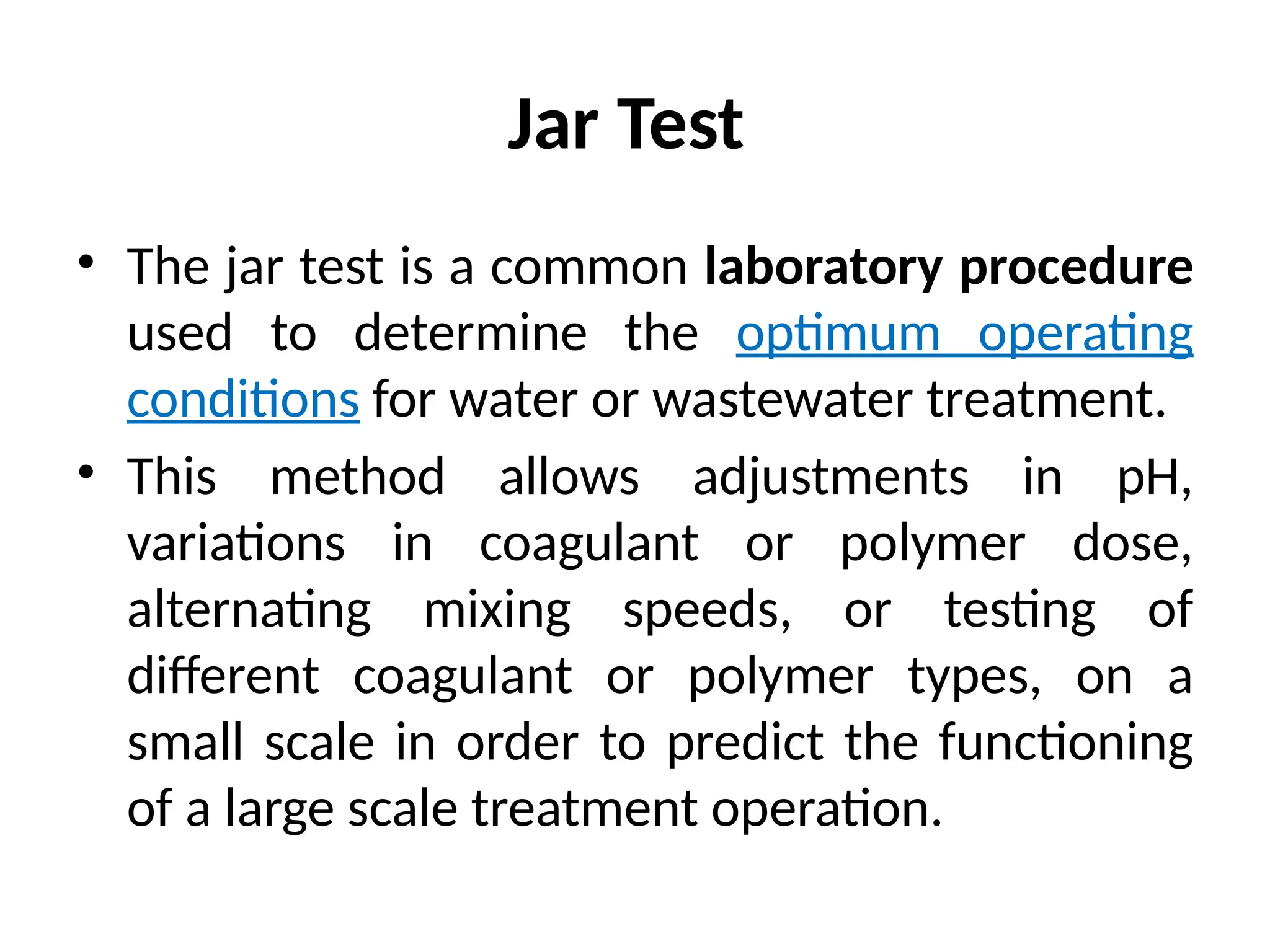 Jar test to find optimum dose of Coagulant for raw water | PPTX
