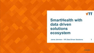 13.6.2019
Janne Järvinen – VP, Data Driven Solutions 1
SmartHealth with
data driven
solutions
ecosystem
 