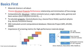 • Materials Science is all about:
Process-Structure-Property-Performance relationship and minimization of free-energy
• Co...