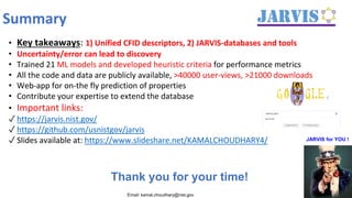 Jarvis Database Smart Metrics for High Performance Material Design | PDF