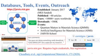 Jarvis Database NIST-JARVIS infrastructure for Improved Materials Design | PDF