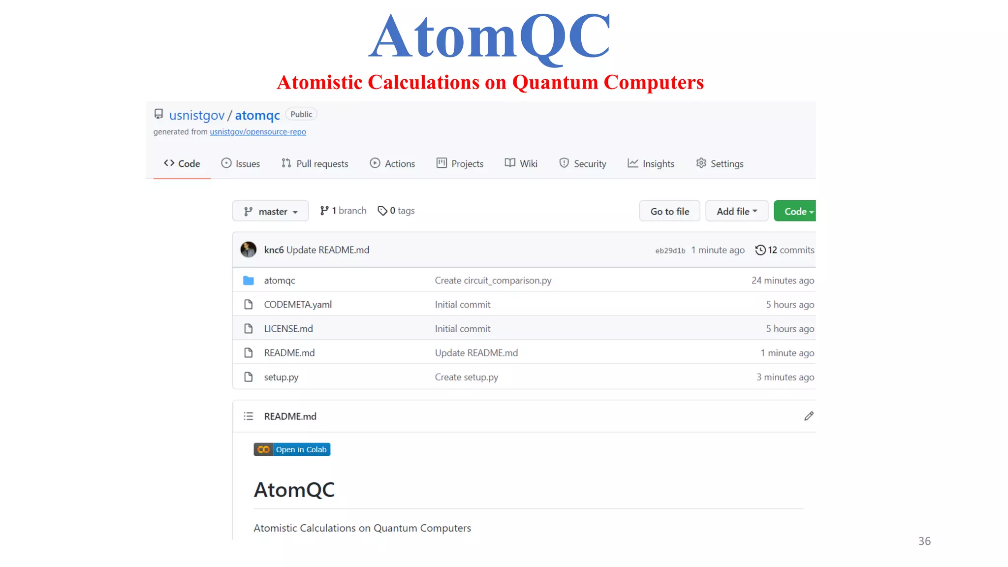 36
AtomQC
Atomistic Calculations on Quantum Computers
 