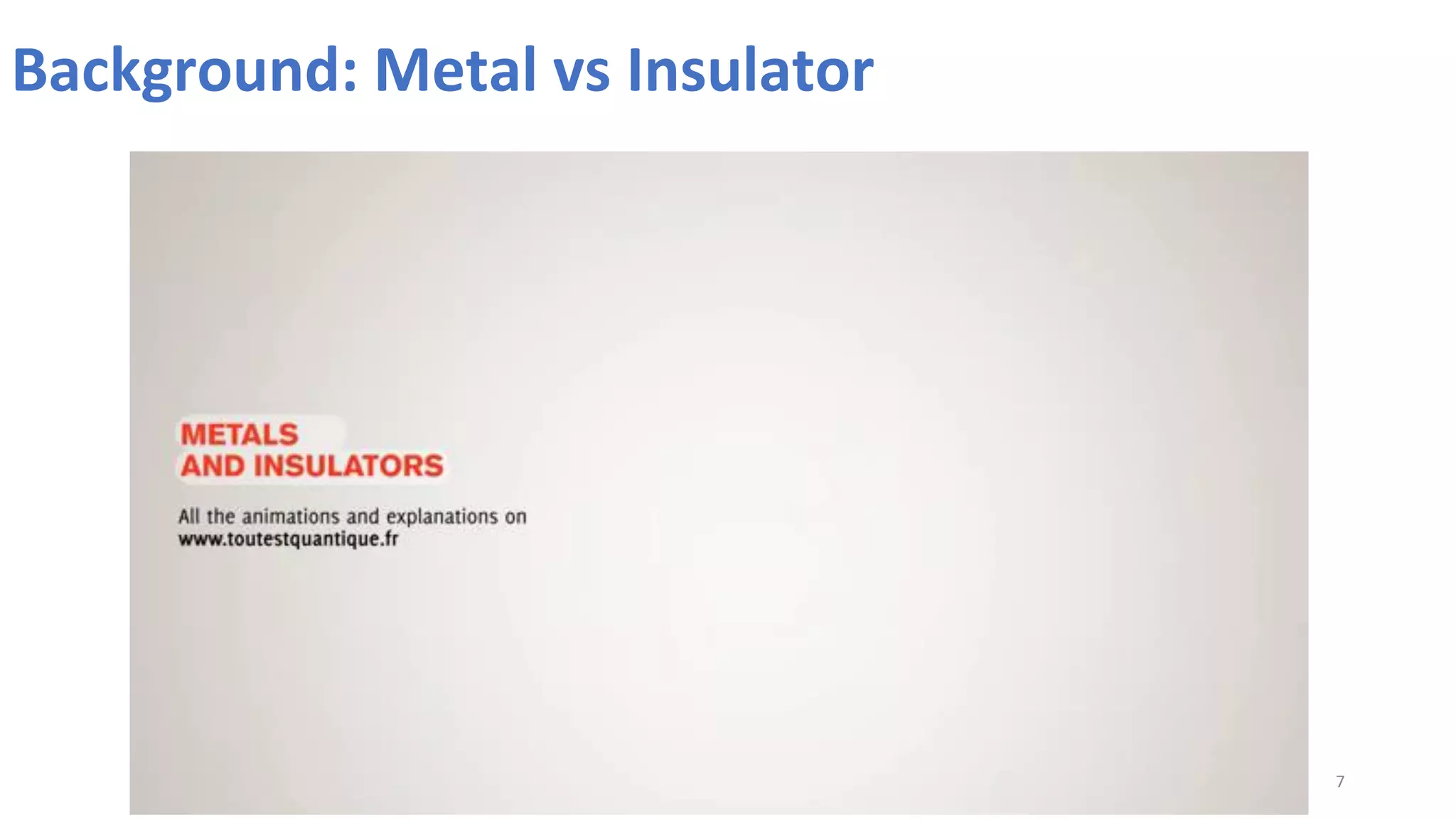 Background: Metal vs Insulator
7
 