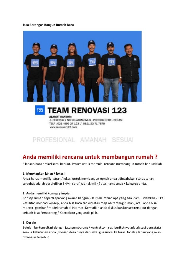 Jasa Borongan Bangun Rumah Baru