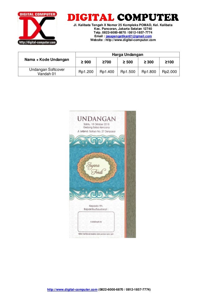 Jasa Cetak Undangan Jakarta Selatan