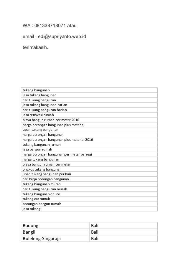Jasa tukang bangunan Murah Di Bali