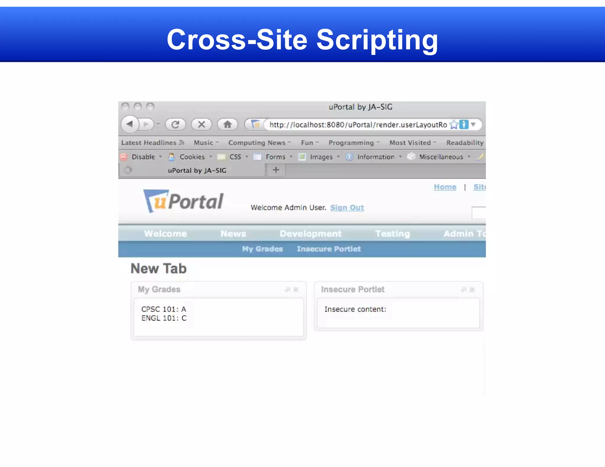 Cross-Site Scripting
 