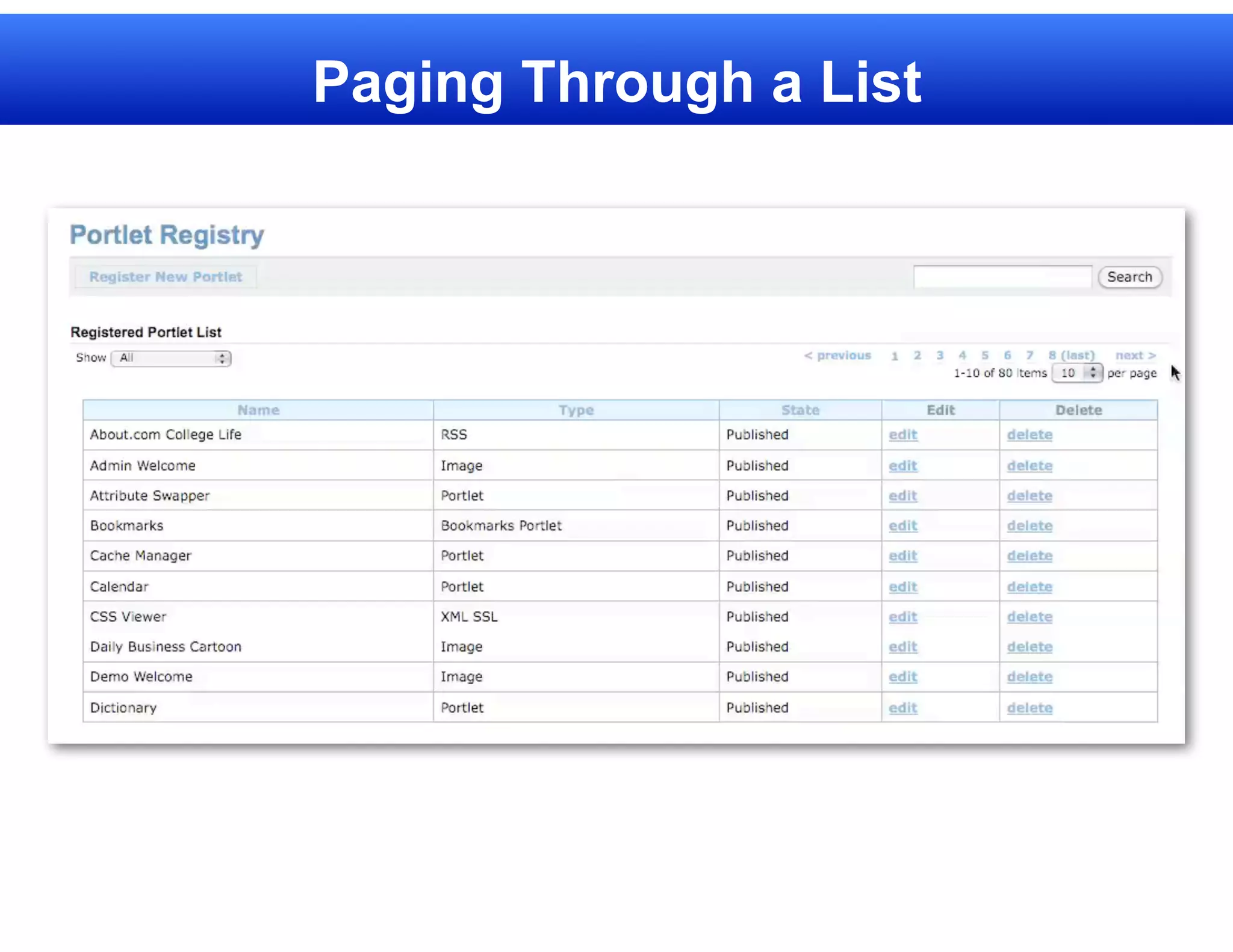 Paging Through a List
 