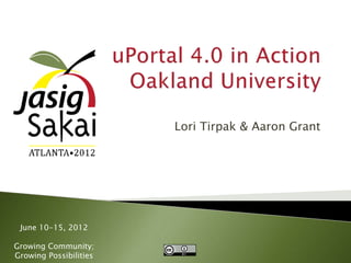 Lori Tirpak & Aaron Grant




 June 10-15, 2012

Growing Community;
Growing Possibilities
 