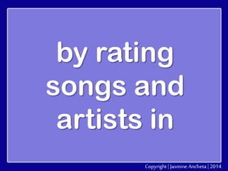 by rating
songs and
artists in

 