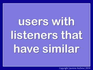 users with
listeners that
have similar

 