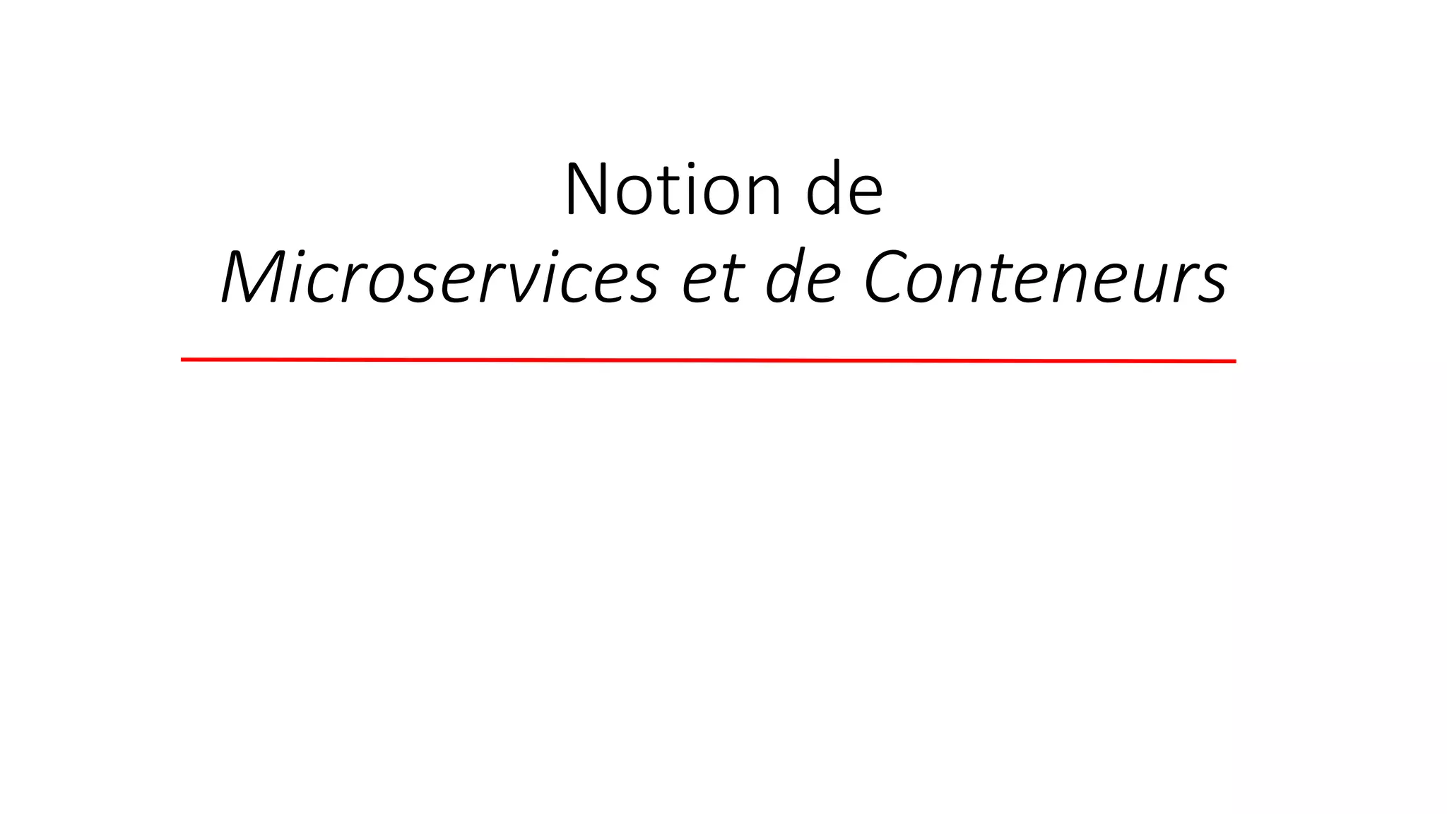 Notion de
Microservices et de Conteneurs