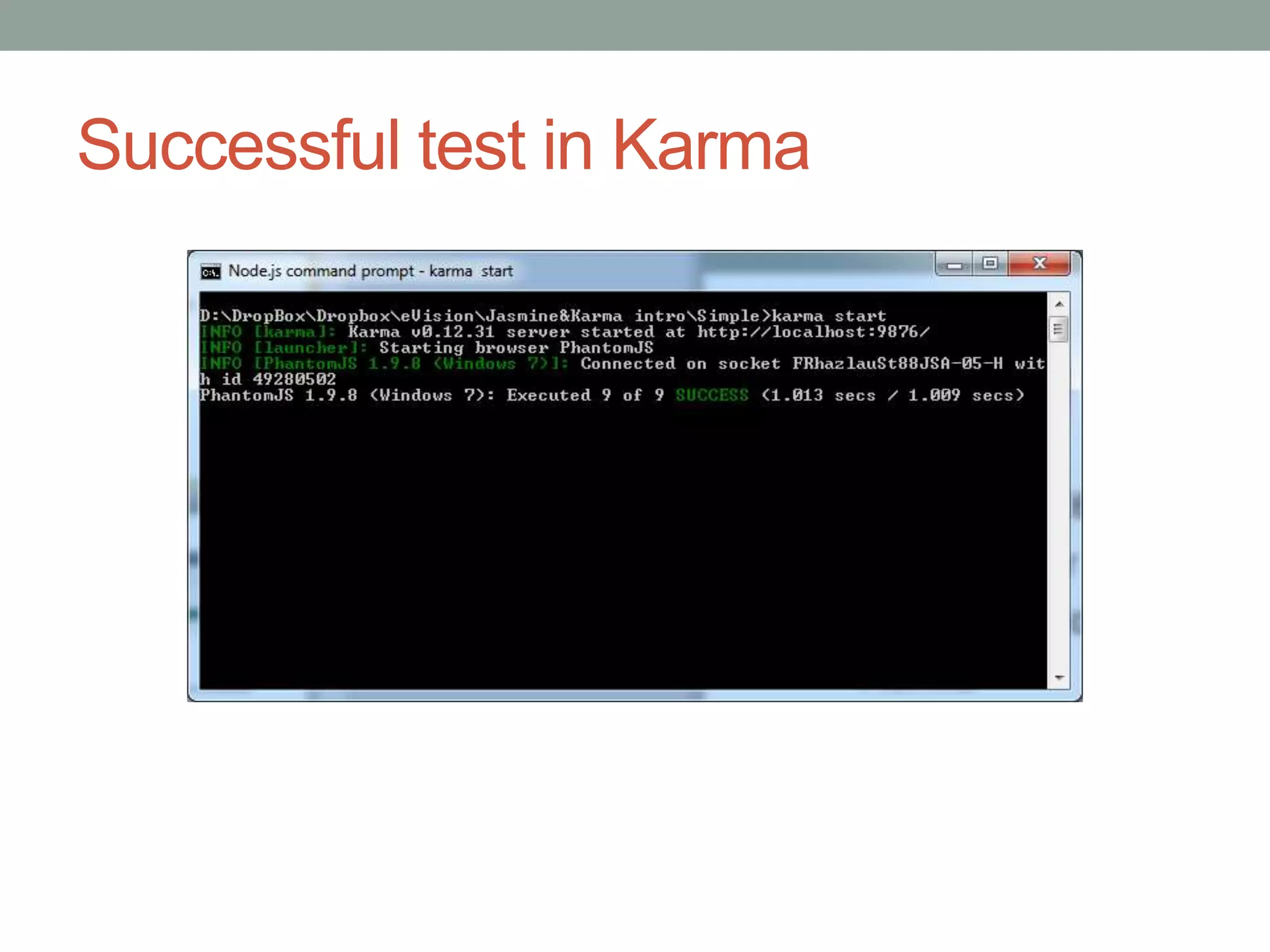 Successful test in Karma
 