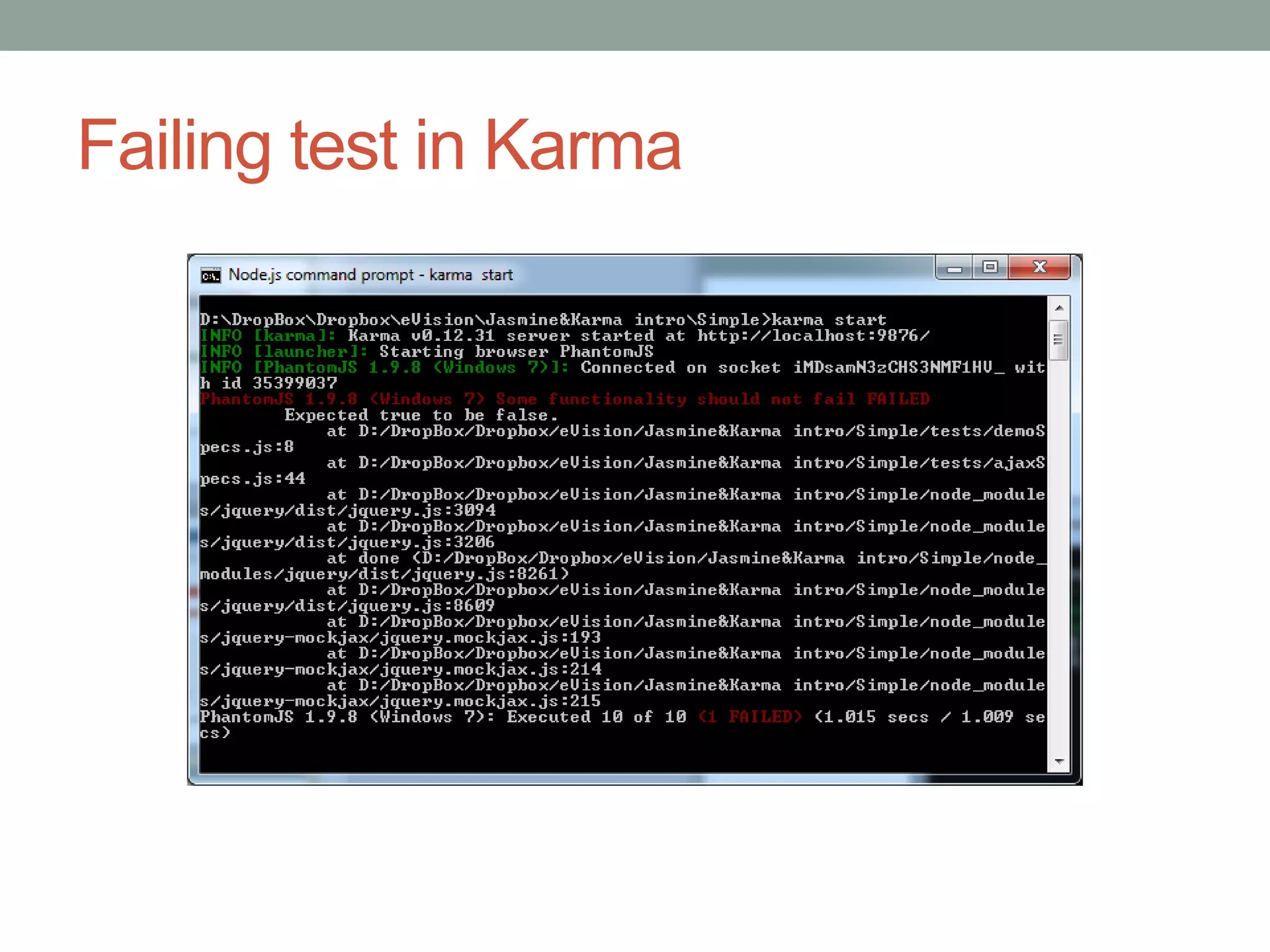 Failing test in Karma
 