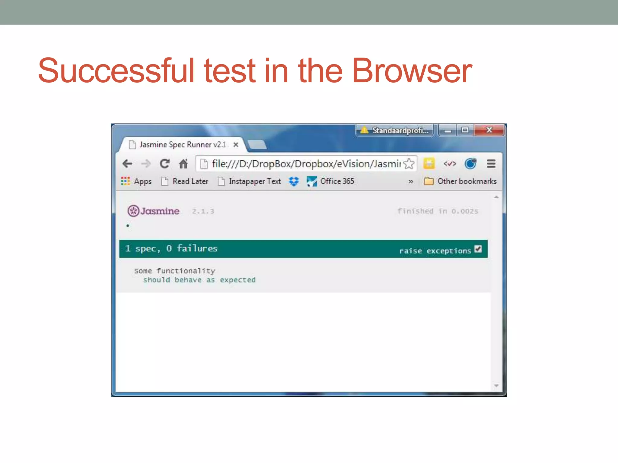 Successful test in the Browser
 