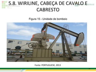 5.8. WIRILINE, CABEÇA DE CAVALO E
             CABRESTO
        Figura 15 - Unidade de bombeio




            Fonte: PORTUGUESE, 2013
                                         24
 