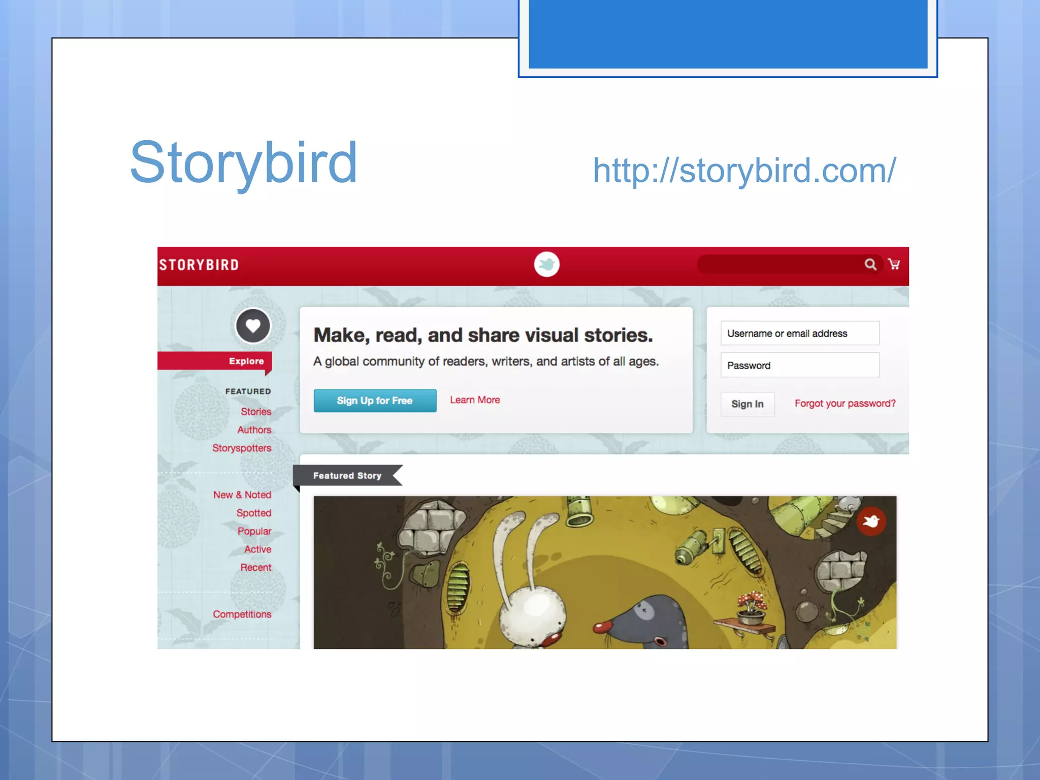 Storybird

http://storybird.com/

 
