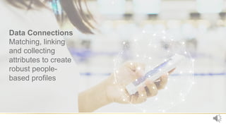 t
15
Data Connections
Matching, linking
and collecting
attributes to create
robust people-
based profiles
 