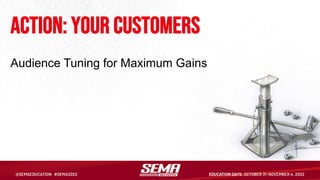 Action: Your Customers
Audience Tuning for Maximum Gains
 