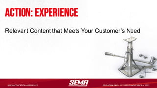 Action: Experience
Relevant Content that Meets Your Customer’s Need
 