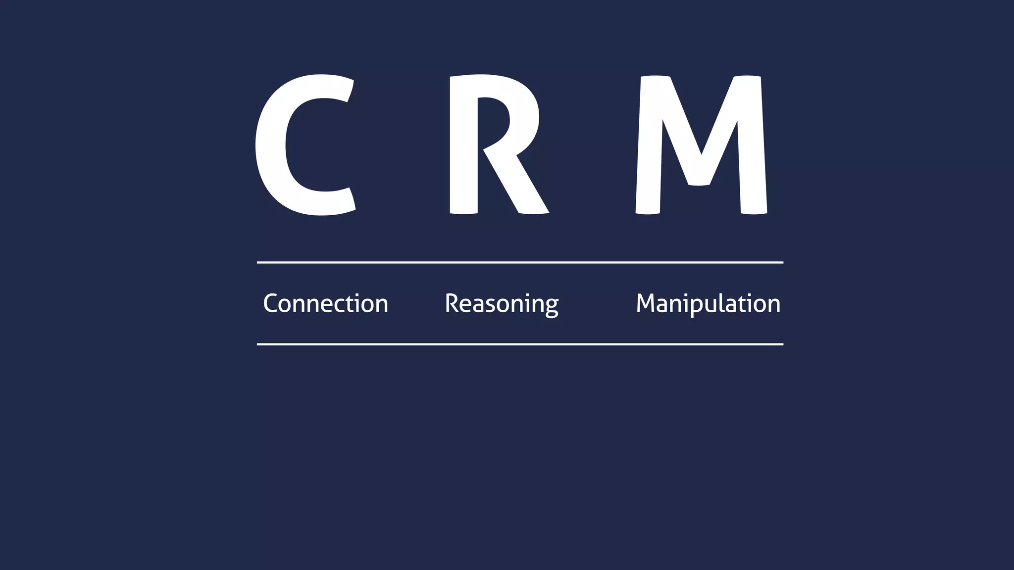 C R M
Connection Reasoning Manipulation
 