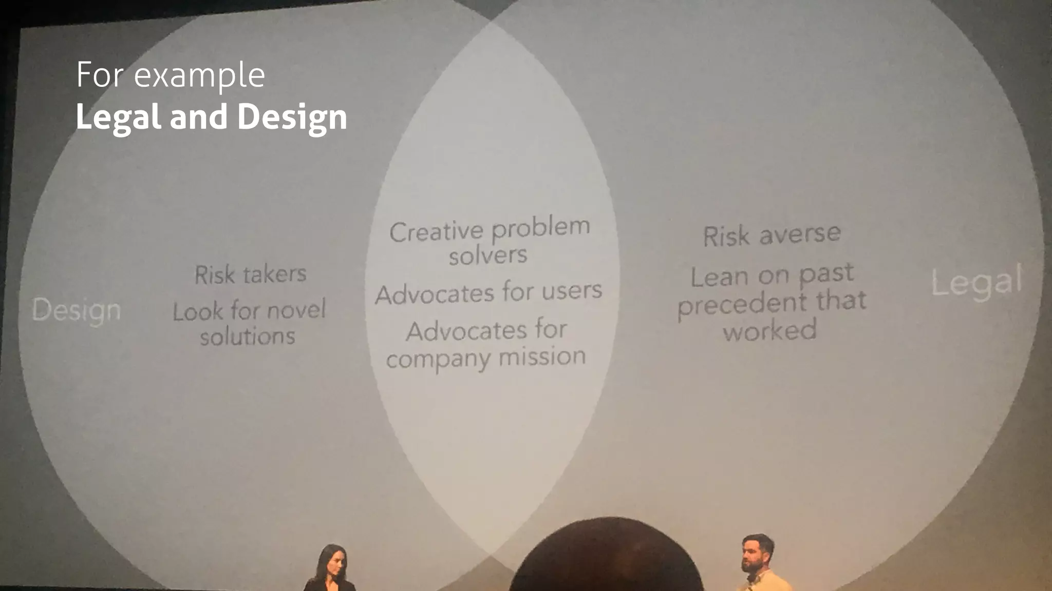 For example
Legal and Design
 