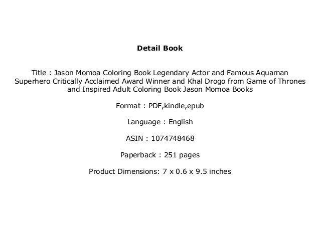 Download Pdf No Cost Jason Momoa Coloring Book Legendary Actor And Famous