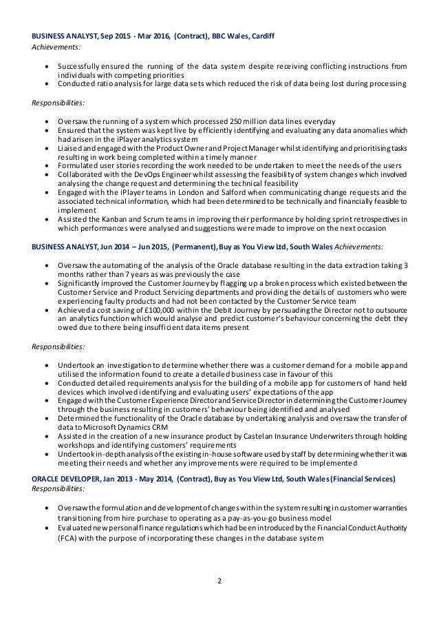 business analysis cv