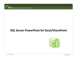 SQL Server PowerPivot for Excel/SharePoint




K2 Confidential                                 WWW.K2.COM
 