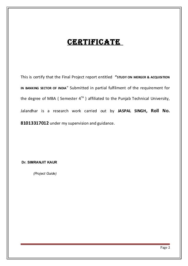 Dissertation report on mergers and acquisitions examples