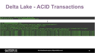 Delta Lake - ACID Transactions
16#UnifiedDataAnalytics #SparkAISummit
 