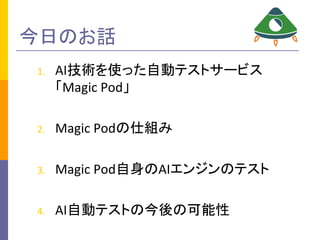դΤԒ
1. AIgʹäԄӥƥȥ`ӥ
Magic	Pod
2. Magic	Pod˽M
3. Magic	PodAI󥸥Υƥ
4. AIԄӥƥȤνο
 