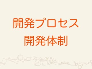 開発プロセス 
開発体制 
 